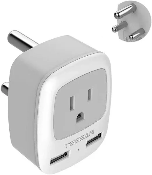 US To South Africa Travel Plug Adapter with 2 USB(Type M Plug)