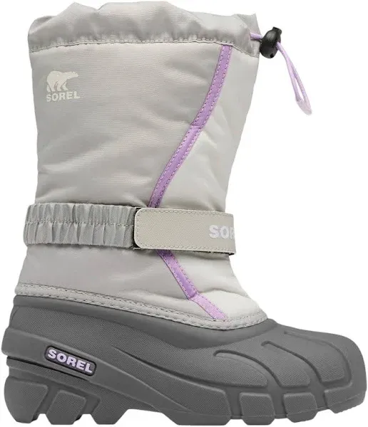 SOREL Z44121 Youth Grey Nylon Flurry Waterproof Insulated Snow Boot Size 5 M