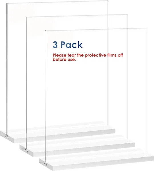 NEWNEWSHOW 8.5x11 Acrylic Sign Holder 3 Pack