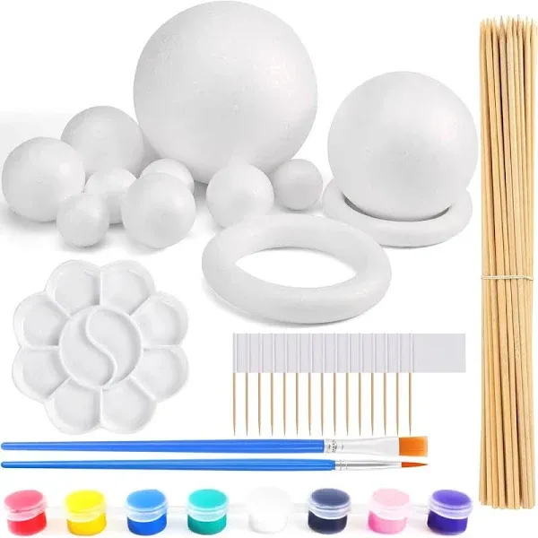 48PCS Solar System Model Foam Ball Kit Includes 10 Sizes Polystyrene Spheres ...