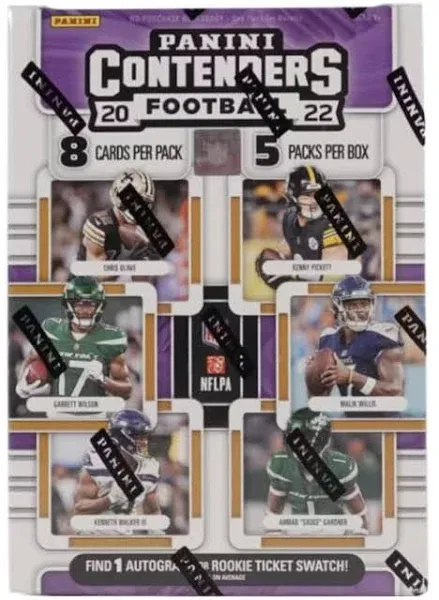 Panini 2022 Contenders Football Blaster Box 8 Packs, 40 Cards Total - New Sealed