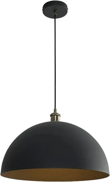 Vintage Black Pendant Light 17.72'' Retro Farmhouse Large Dome Pendant Lamp Modern Industrial Chandelier for Wire length 78.74 '' for Kitchen Island, Bedroom, Dining Room, Living Room, Hallway