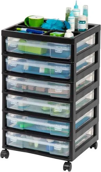 IRIS 6-Drawer Scrapbook Cart with Organizer Top