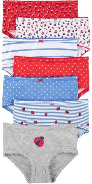 Carter's 7-Pack Ladybug Print Stretch Cotton Underwear 10-12 Multi