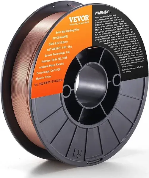 VEVOR Solid MIG Welding Wire ER70S-6 0.03-inch 11LBS Mild Steel MIG Welding Wire