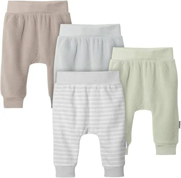 4-Pack Baby Neutral Green Fleece Pants