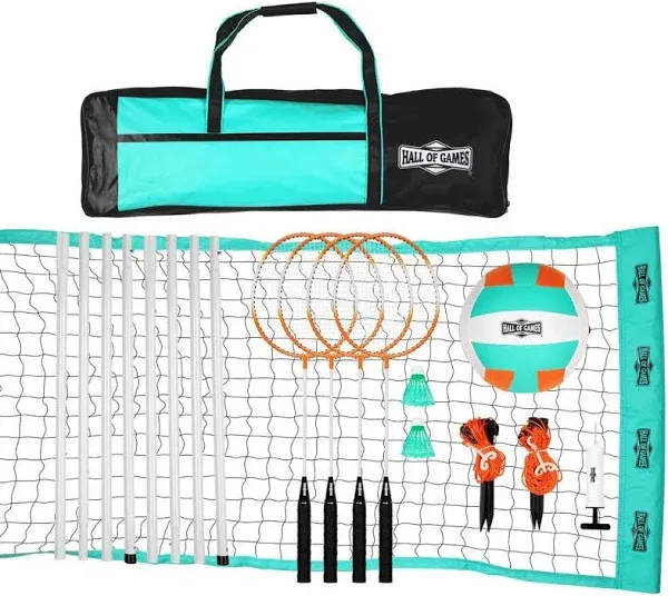 Dunlop Badminton & Volleyball Combo Outdoor Game Set