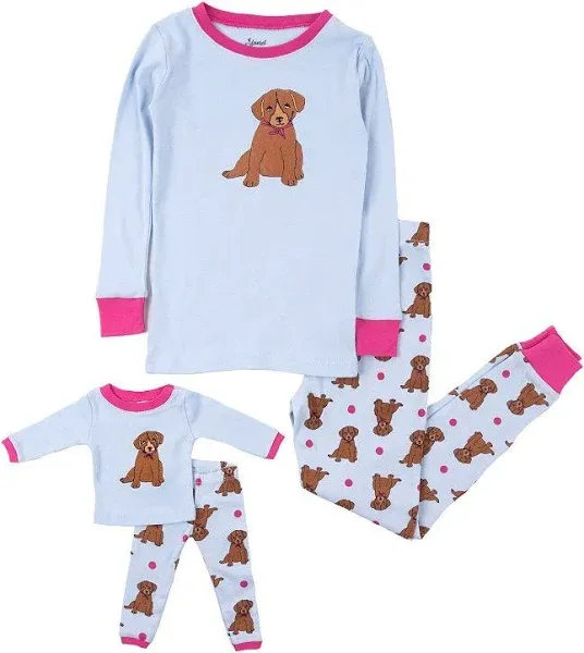 Leveret and Matching Girl Doll Cotton Pajamas