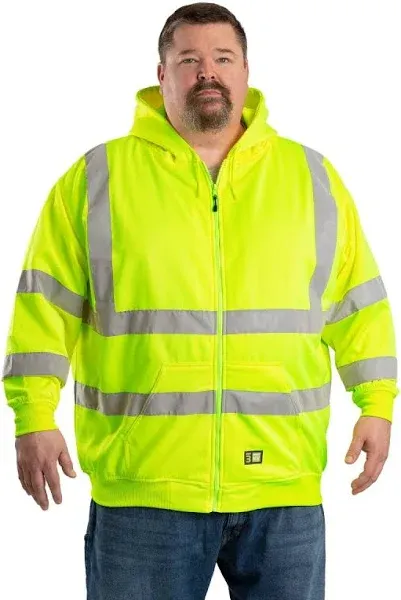 Berne Men's Hi-Vis Class 3 Lined Full-Zip Hooded Sweatshirt