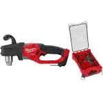 Milwaukee 2807-20-49-56-9295 M18 Fuel Gen II 18-Volt Lithium-Ion Brushless Cordless 1/2 in. Hole Hawg Right Angle Drill w/9pc PACKOUT Hole Saw Kit