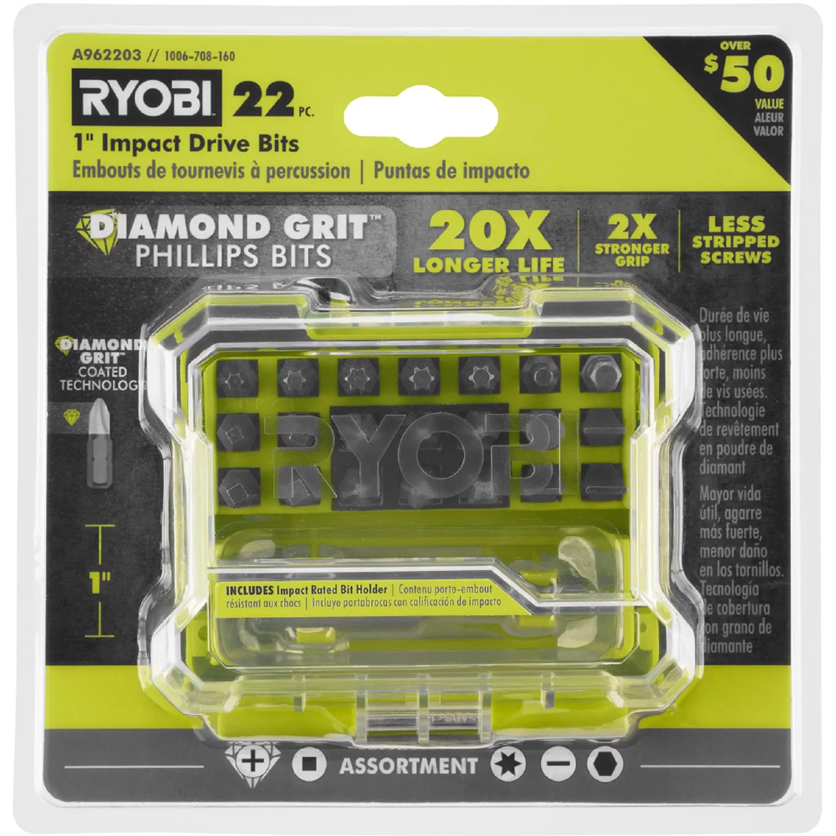 Ryobi 1 in. Diamond Grit Impact Drive Bits