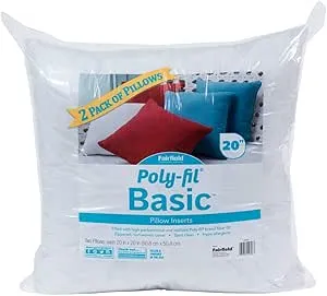 Fairfield Poly-Fil Basic Pillow Insert (2 Pack), 20" x 20", White