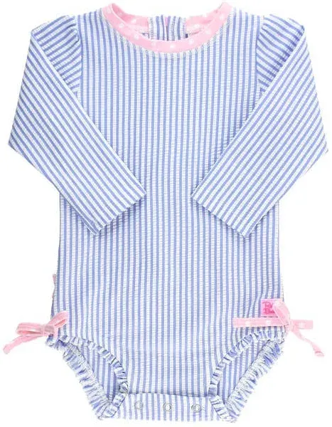 RuffleButts Baby Girls Seersucker One Piece Rash Guard