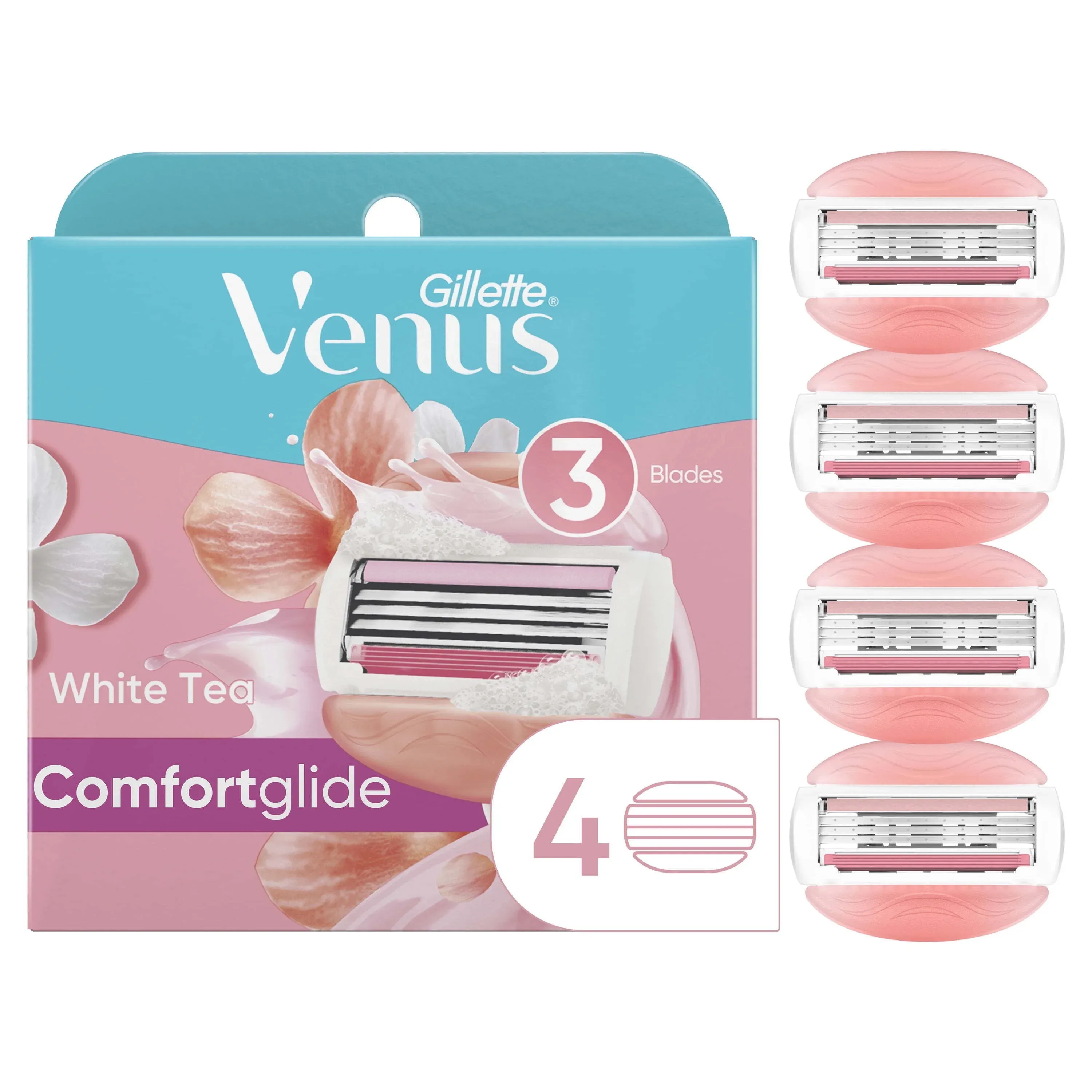 Gillette Venus Spa Women's Razor Cartridges, White Tea - 4 pack