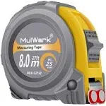 MulWark 26ft Measuring Tape Measure by Imperial Inch Metric Scale with Both-Side Metal Blade,Magnetic Tip Hook and Shock Absorbent Case-for