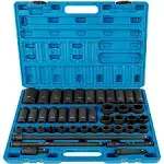 VEVOR 12 inch Drive Impact Socket Set 38Piece Chrome Vanadium Steel Bl