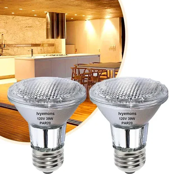 PAR20 Flood 39W 120V 480 Lumens- 2 Pack PAR20 Flood Light Bulbs with E26 Base...