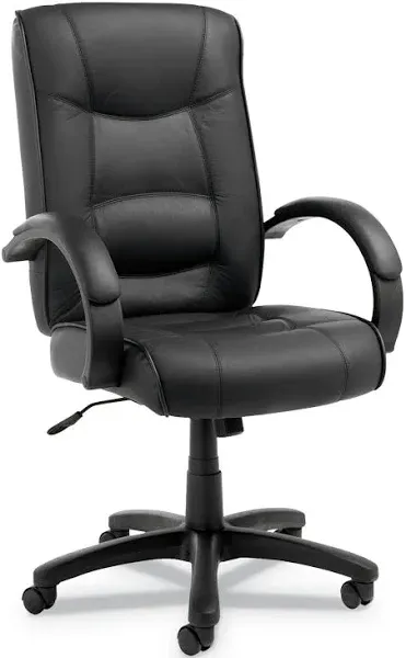 Alera Strada Series High-Back Swivel/Tilt Chair Black Top-Grain Leather