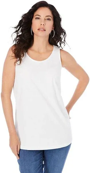 Roaman's Women's Plus Size Scoopneck Cotton Tank Top