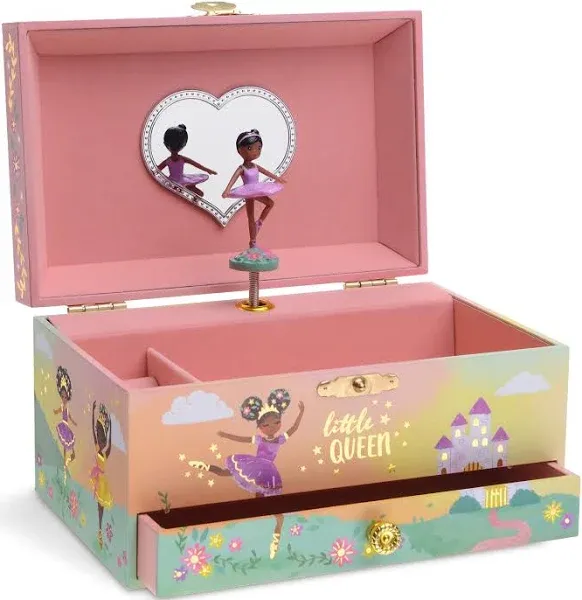 Jewelkeeper Girl's Musical Jewelry Storage Box with Pullout Drawer and Black Ballerina