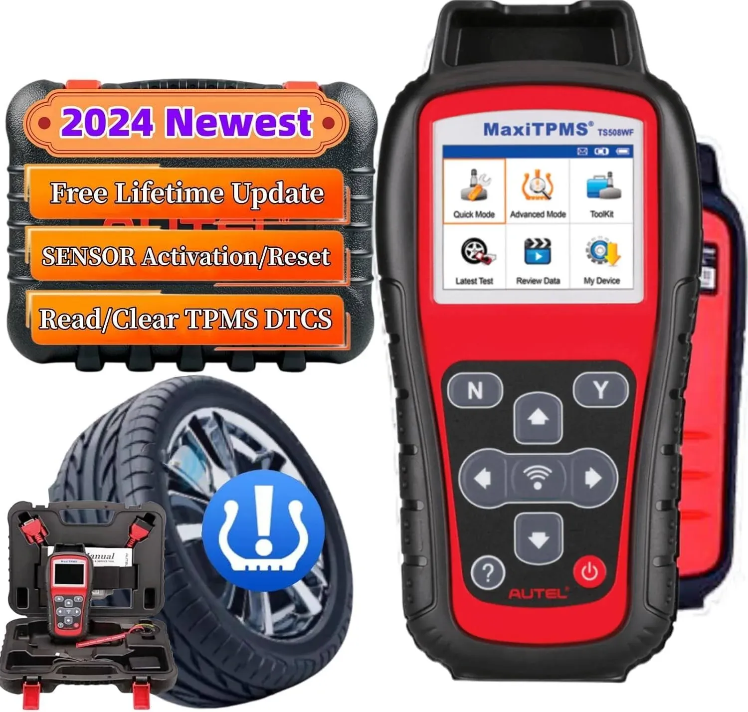 Autel MaxiTPMS TS508WF TPMS Programming Tool 2024 TPMS Relearn/Reset MX Sensor ...