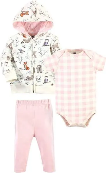 Hudson Baby Cotton Hoodie, Bodysuit or Tee Top and Pant Set