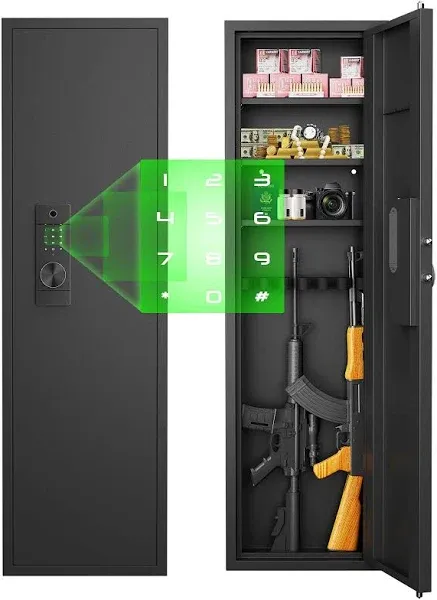 53" Wall Gun Safe, Wall Safe Between Stud, Hidden Wall Gun Safe for Rifles with Adjustable Shelves,Assembled Rifle Gun Safe for Storage Firearm Money Valuables Black