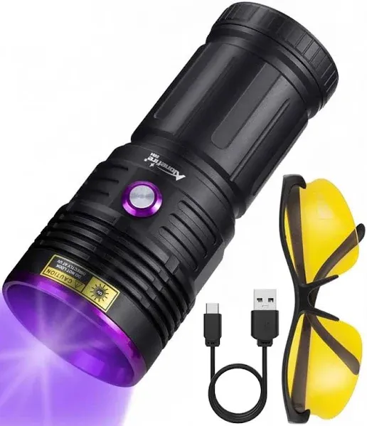 ALONEFIRE SV84 365nm UV Flashlight Strong 45W USB Rechargeable Black Light Money Detector for Resin Curing