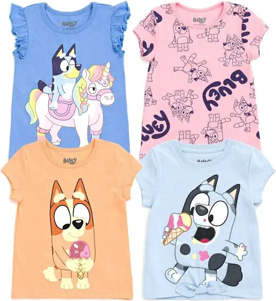 Bluey Bingo Girls' 4-Pack T-Shirts