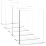 NEWNEWSHOW Acrylic Sign Holder 8.5x11 inch 6 Pack Vertical T Shape Double-Sided Desktop Display Holder. (8.5x11 8.5x5.5 5x7 Horizontal and Vertical)