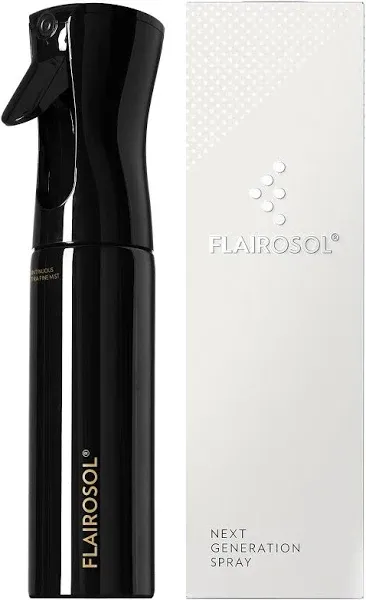 FLAIROSOL - The Original, Spray Bottle for Hair, Plants & More, Continuous Mister, Ultra Fine Water Mist, 10.1oz/300ml, Clear Bottle - Black Print