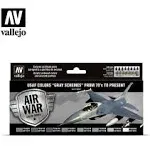 Vallejo 71156 Usaf Gray Schemes from 70's to Present Set (8 Colors)