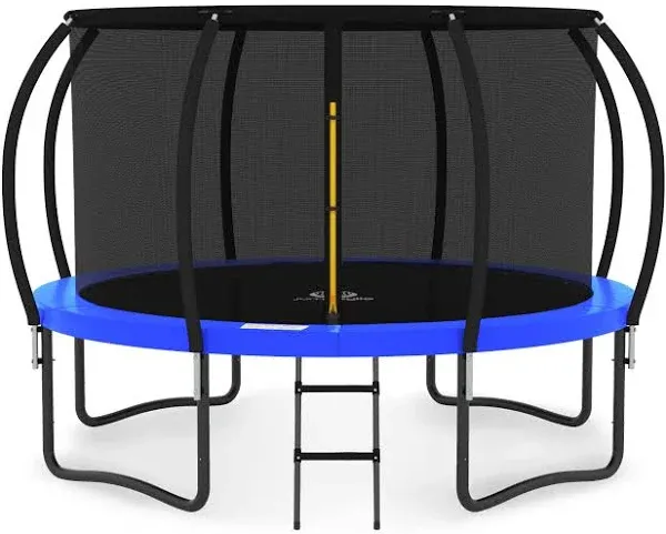 JUMPZYLLA Trampoline 8FT 10FT 12FT 14FT 15FT 16FT Trampoline with Enclosure - Recreational Trampolines with Ladder and AntiRust Coating, ASTM Approval Outdoor Trampoline for Kids