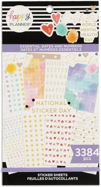 Happy Planner Sticker Value Pack 30/Sheets-Essential Dates and Numbers