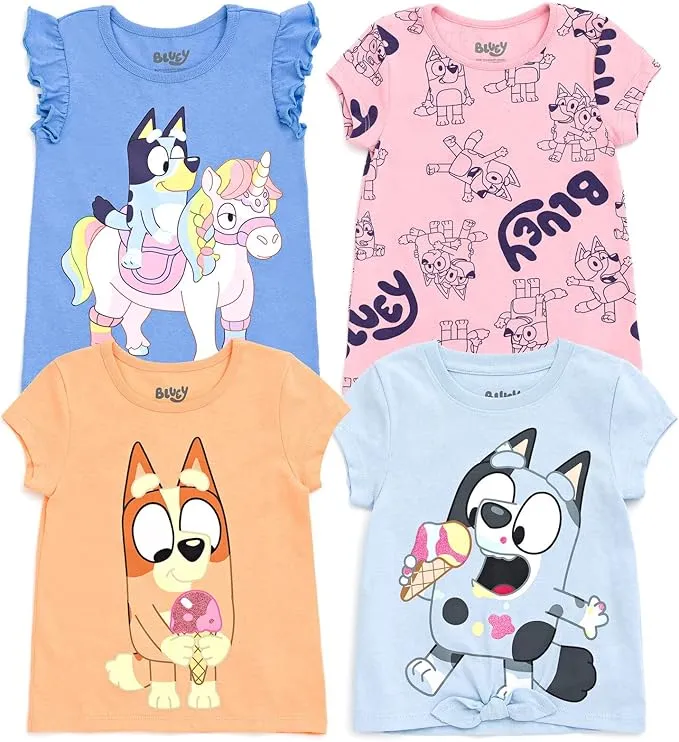 Bluey Bingo Girls' 4-Pack T-Shirts