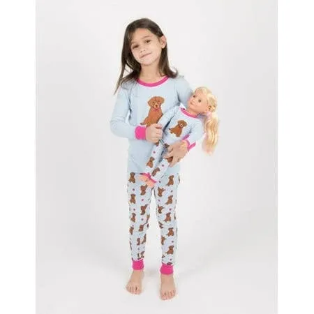 Leveret and Matching Girl Doll Cotton Pajamas