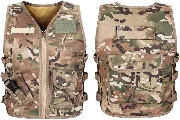 Kids Tactical Vest,45CM Adjustable Nylon Children Outdoor Game Cp Camouflage