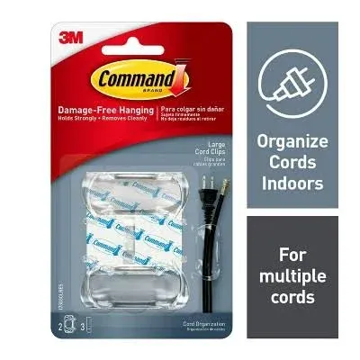 Command Clear Cord Clips Large