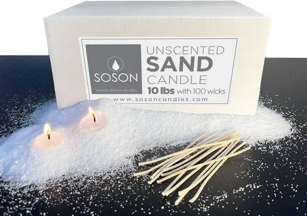 Simply Soson 10 lb White Unscented Pearled Sand Candle