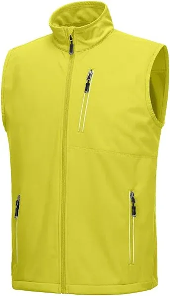 ,Men&#039;s Windproof Lightweight Golf Vest Outerwear with Pockets, Softshell Slee...