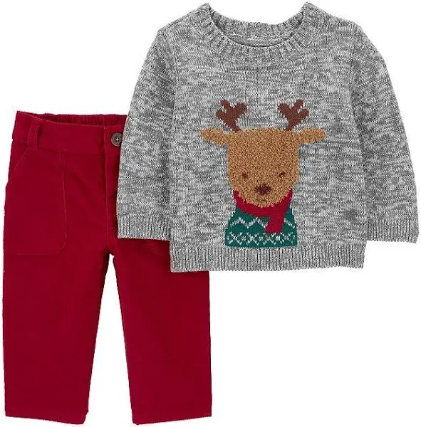 Carter's Baby Boys 2-Piece Reindeer Sweater & Pants Set