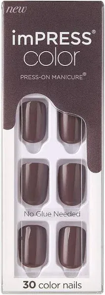 KISS  No Glue Mani Press On Nails, Color, &#039;Try Gray&#039;, Gray, Short Size, 