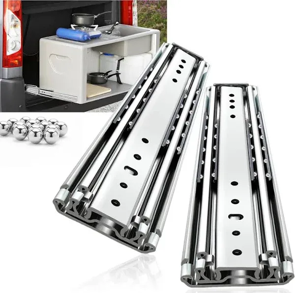 SHUHANG 1 Pair 410 lb Load Capacity Heavy Duty Drawer Slides 12 14 16 18 20 22 24 26 28 30 32 34 36 38 40 44 48 52 56 60 Inch Full Extension Ball Bearing Side Mount Rails Industrial RV Runners Glides