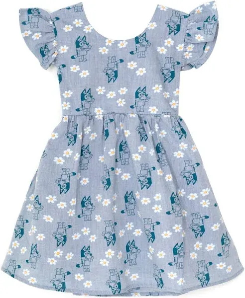 Bluey Floral Chambray Skater Dress