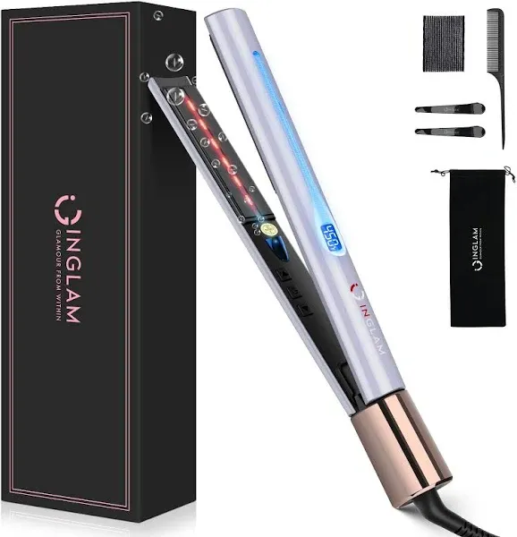 Titanium Flat Iron Hair Straightener, 1 Inch Curling Iron, Negative Ionic Hai...