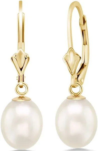 14K Yellow Gold Cultured Freshwater Pearl Dangle Earrings