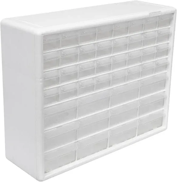 Akro-Mils 10144 44-Drawer Plastic Drawer Storage Cabinet for Garage Organization, Bead Organizer, Lego Storage, Teacher Toolbox, Makeup Organizer, and More, 20-Inch W x 6-Inch D x 16-Inch H, White