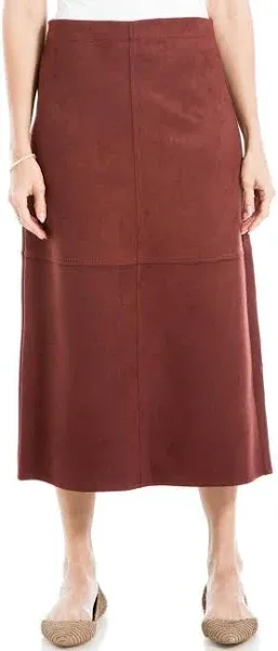 Max Studio Women's Faux Suede A-Line Midi Skirt