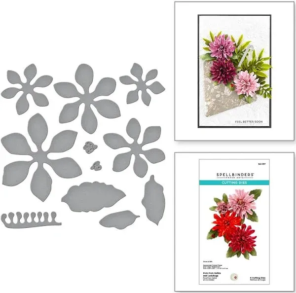 Spellbinders - METAL CUTTING DIES - POM POM DAHLIA N LADYBUGS - S4-1317