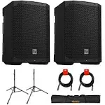 Electro-Voice EVERSE 8 8 inch 2-Way Battery Powered Loudspeaker with Bluetooth, Black (Pair) Bundle with Auray SS-47S-PB Deluxe Steel Speaker Stand